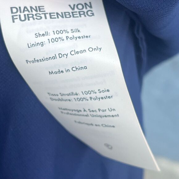 Diane Von Furstenberg Blue Silk Blouse Size Xs Bell Sleeves Womens career office - Picture 8 of 10